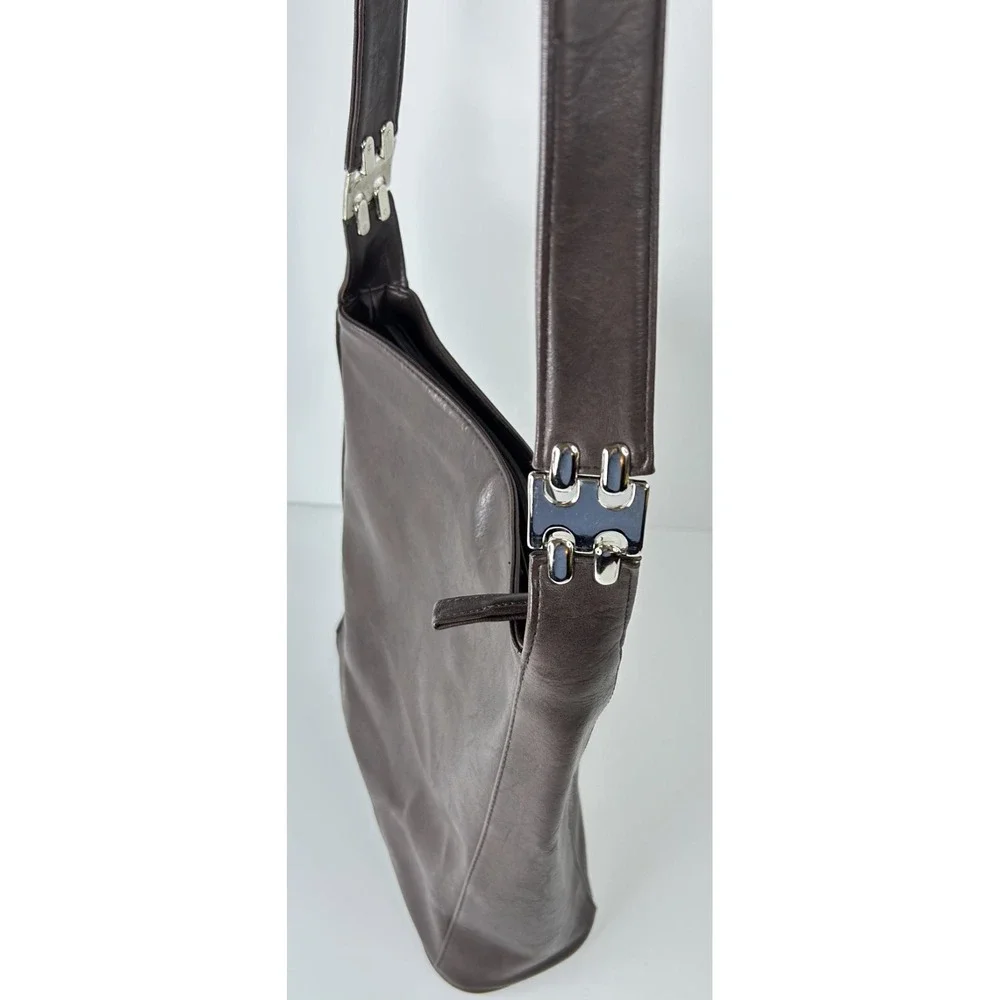 Giannini Purse Medium Brown Bucket Shoulder Hobo‎ Tablet Crossbody Faux Leather